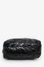 Prada Black Patent Leather Chevron Quilted Large Dome Tote Bag