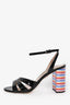 Miu Miu Black/Multicolour Patent Leather Mirror Encrusted Heels Size 37