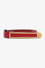 Salvatore Ferragamo Red Leather Long Rectangle Buckle Belt