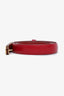 Salvatore Ferragamo Red Leather Long Rectangle Buckle Belt