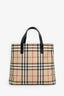 Burberry Beige Tartan Patterned Coated Leather Tote