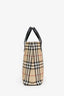 Burberry Beige Tartan Patterned Coated Leather Tote