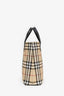 Burberry Beige Tartan Patterned Coated Leather Tote