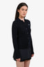 Miu Miu Blue Cashmere Logo Collared Button Down Sweater Size 36