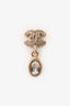 Pre-Loved Chanel™ Gold Tone Crystal Embellished CC Drop Earrings