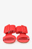 Manolo Blahnik Orange Suede 'Gable 70' Buckle Sandal Heels Size 37.5