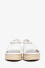 Fendi White Zucca Leather Espadrille Platform Sandals Size 35.5