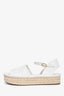 Fendi White Zucca Leather Espadrille Platform Sandals Size 35.5