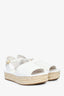 Fendi White Zucca Leather Espadrille Platform Sandals Size 35.5