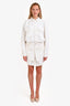 Sacai White Denim Button Down Mini Hybrid Shirt Dress Size 3
