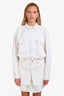 Sacai White Denim Button Down Mini Hybrid Shirt Dress Size 3