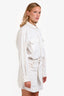Sacai White Denim Button Down Mini Hybrid Shirt Dress Size 3