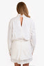 Sacai White Denim Button Down Mini Hybrid Shirt Dress Size 3