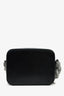 Kara Black Leather 'Cobra' Crossbody Bag With Crystal Embellished Strap