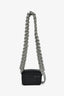 Kara Black Leather 'Cobra' Crossbody Bag With Crystal Embellished Strap