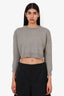 Brunello Cucinelli Grey Glitter Cashmere Knit Cropped Sweater Size S