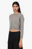 Brunello Cucinelli Grey Glitter Cashmere Knit Cropped Sweater Size S