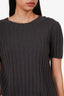 Sablyn Dark Grey Cashmere Knitted Short Sleeve Top Size L