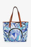 Emilio Pucci Blue Leather Printed Tote Bag