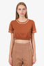 Max Mara Brown Cotton 'Uscio' Cropped Shirt Size L