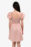 Caroline Constas White/Peach Cotton Gingham Ruched Mini Dress Size XS