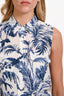 Equipment White/Blue Floral Print Sleeveless Button Down Top Size XS