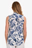 Equipment White/Blue Floral Print Sleeveless Button Down Top Size XS