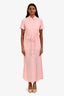 L'Academie Pink Belted Button Down Dress Size XS