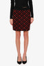 Louis Vuitton Black/Red Wool Blend Monogram Mini Skirt Size S