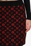 Louis Vuitton Black/Red Wool Blend Monogram Mini Skirt Size S