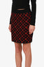 Louis Vuitton Black/Red Wool Blend Monogram Mini Skirt Size S
