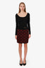 Louis Vuitton Black/Red Wool Blend Monogram Mini Skirt Size S