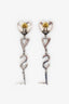 Saint Laurent Crystal Heart YSL Clip-On Earrings