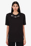 Alessandra Rich Black Cotton Crystal Logo T-Shirt Size S