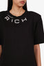 Alessandra Rich Black Cotton Crystal Logo T-Shirt Size S