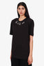 Alessandra Rich Black Cotton Crystal Logo T-Shirt Size S