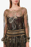 Salvatore Ferragamo Black/Gold Cotton Blend Lace Gown Size 40
