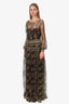 Salvatore Ferragamo Black/Gold Cotton Blend Lace Gown Size 40