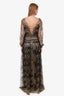 Salvatore Ferragamo Black/Gold Cotton Blend Lace Gown Size 40