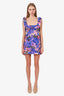 Zimmermann Blue Linen Floral Print High Tide Frilled Mini Dress Estimated Size 1