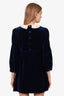 Gucci Blue Velvet Crochet Collar Ruched Mini Dress Size 42