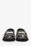Pre-Loved Chanel™ 2022 Black Satin Pearl Embellished CC Flat Dad Sandals Size 39