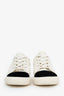 Pre-Loved Chanel™ Beige/Black Calfskin/Velvet Quilted Low Top CC Sneakers Size 38.5