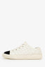 Pre-Loved Chanel™ Beige/Black Calfskin/Velvet Quilted Low Top CC Sneakers Size 38.5