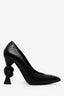 Pre-Loved Chanel™ Black Leather Diamond Knotted Pointed Toe Pumps Size 36