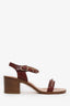 Pre-Loved Chanel™ Burgundy Leather Chain Ankle Strap Sandals Size 37.5