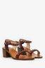 Pre-Loved Chanel™ Burgundy Leather Chain Ankle Strap Sandals Size 37.5
