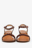 Pre-Loved Chanel™ Burgundy Leather Chain Ankle Strap Sandals Size 37.5