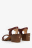 Pre-Loved Chanel™ Burgundy Leather Chain Ankle Strap Sandals Size 37.5
