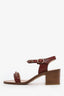 Pre-Loved Chanel™ Burgundy Leather Chain Ankle Strap Sandals Size 37.5
